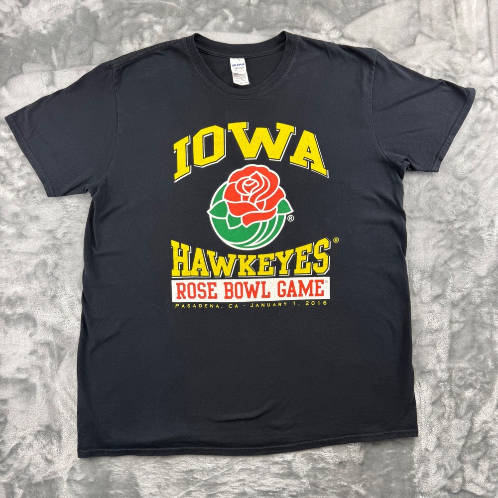 Iowa Hawkeyes 2016 Rose Bowl Game T-Shirt Gildan Softstyle Black Mens Large